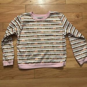Tiny Whales | Striped “Have a Nice Day” Crewneck | Girls size 12/14